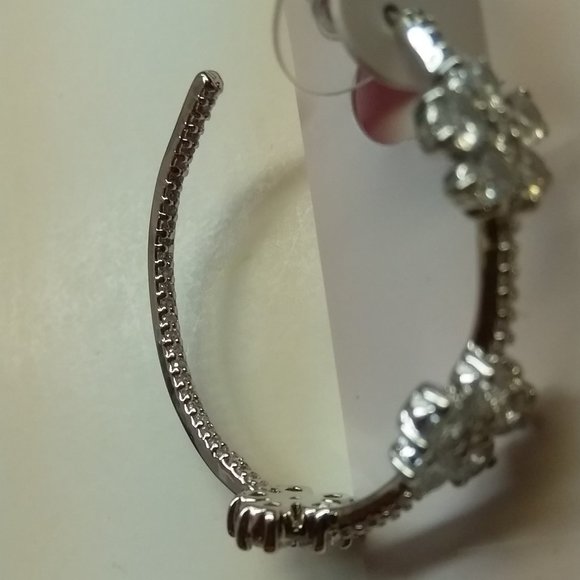 Kate Spade New Silver Flower Cubic Zirconia Hoop - Picture 3 of 3